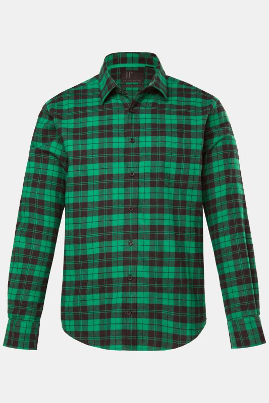 Chemise à carreaux JP 1880, manches longues et col Kent, coupe Modern Fit - jusqu'au 8&nbsp;XL