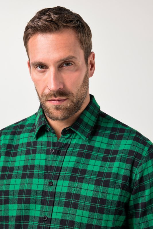 Chemise à carreaux JP 1880, manches longues et col Kent, coupe Modern Fit - jusqu'au 8&nbsp;XL