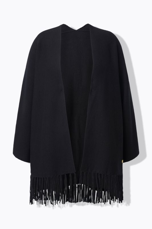 Cardigan long à manches longues et sans fermeture, franges