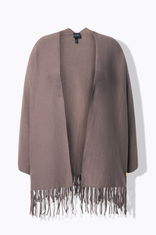 Cardigan long à manches longues et sans fermeture, franges