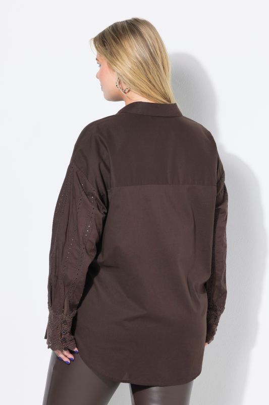 Chemisier oversize, manches longues brodées