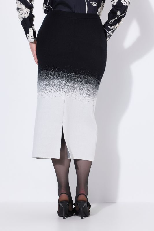 Jupe midi en maille à dégradé de couleurs, fente à la base et taille élastique
