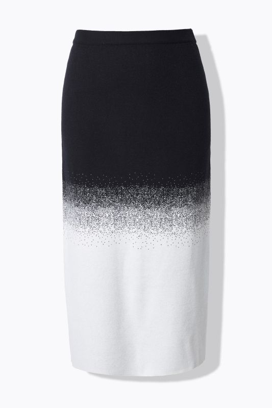 Jupe midi en maille à dégradé de couleurs, fente à la base et taille élastique
