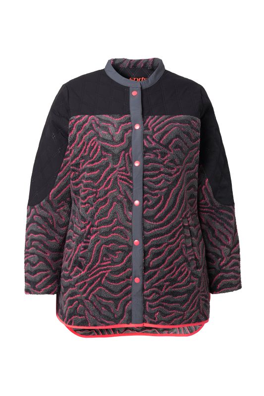 Veste polaire longue à col montant, manches longues et motif tigre