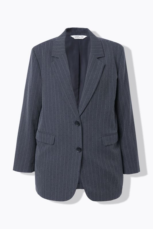 Blazer oversize à fines rayures, petites pierres scintillantes
