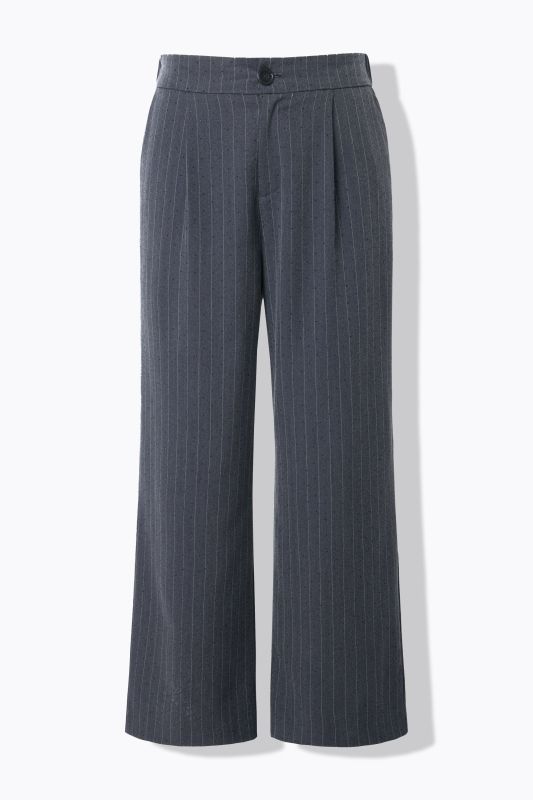 Pantalon à fines rayures, petites pierres scintillantes, coupe Wide Legs et taille haute
