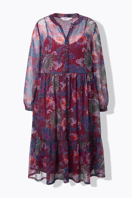 Robe maxi en mousseline, imprimé cachemire et rayures scintillantes, coupe évasée