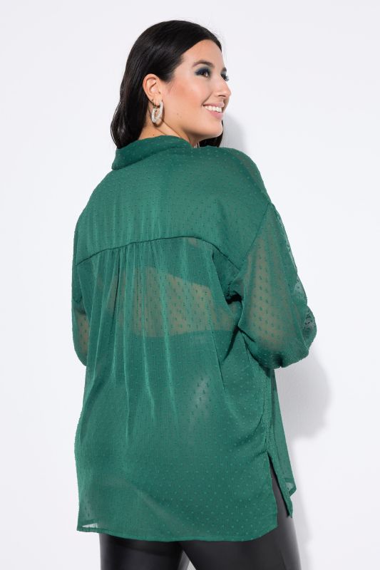 Blouse en mousseline texturée, coupe oversize et manches longues