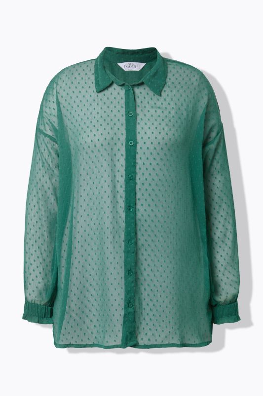 Blouse en mousseline texturée, coupe oversize et manches longues
