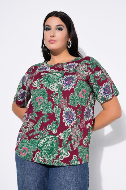 T-shirt oversize, manches courtes et imprimé cachemire