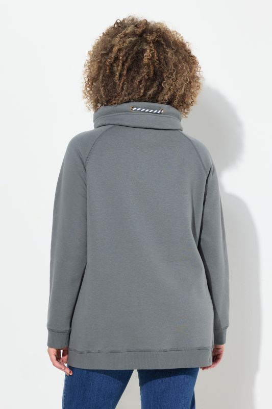Sweat-shirt à large col montant, poches et manches longues raglan