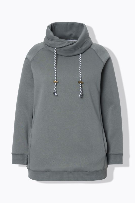 Sweat-shirt à large col montant, poches et manches longues raglan