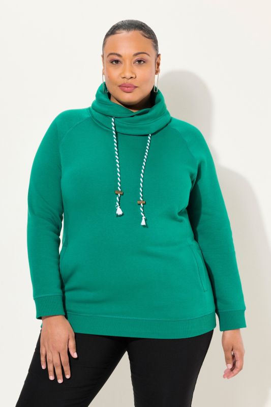 Sweat-shirt à large col montant, poches et manches longues raglan