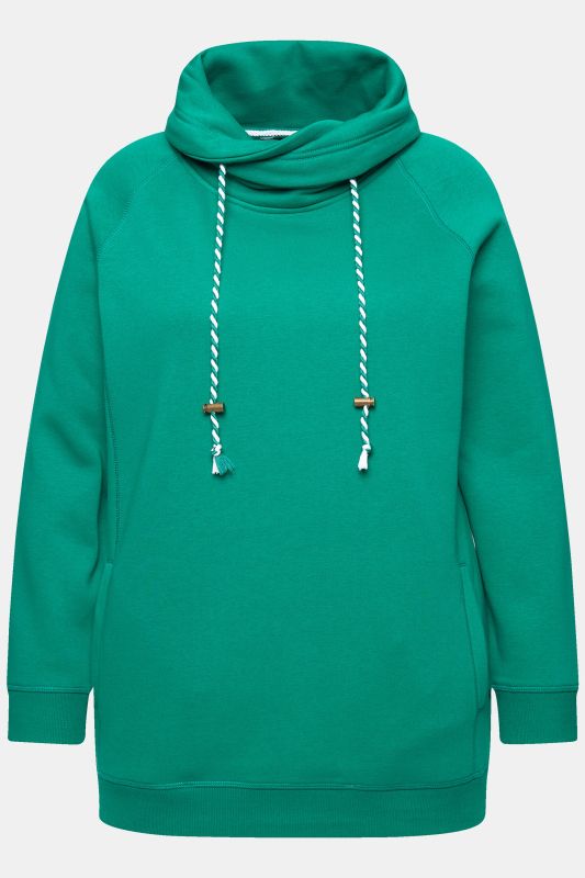 Sweat-shirt à large col montant, poches et manches longues raglan