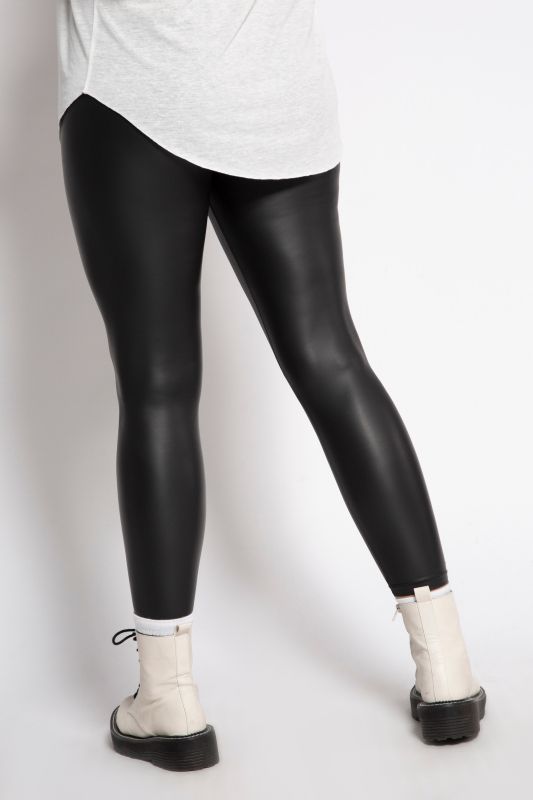 Legging coupe étroite et taille élastique, tissu enduit stretch