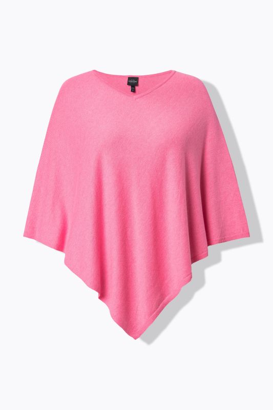 Poncho en maille de laine mélangée, col en V et finition en pointe