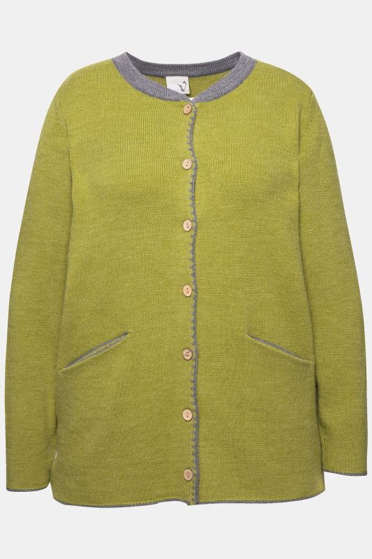 Cardigan long à col rond, broderie cerf, coupe évasée
