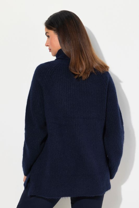 Pull en maille, col roulé et manches longues, matière recyclée