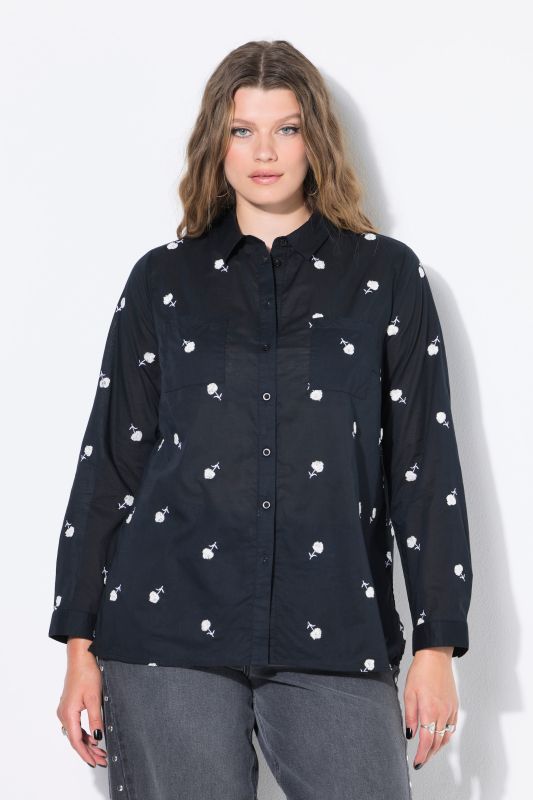 Chemisier coupe Boxy et broderie florale