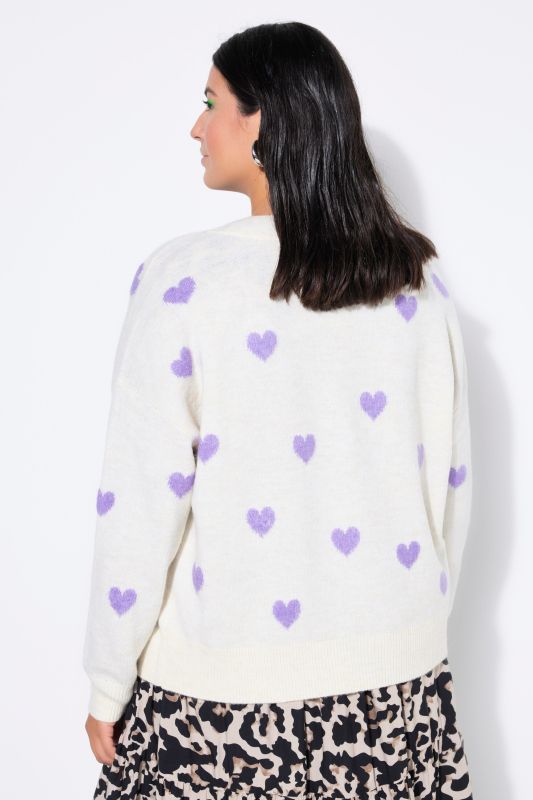 Cardigan oversize, motif cœurs