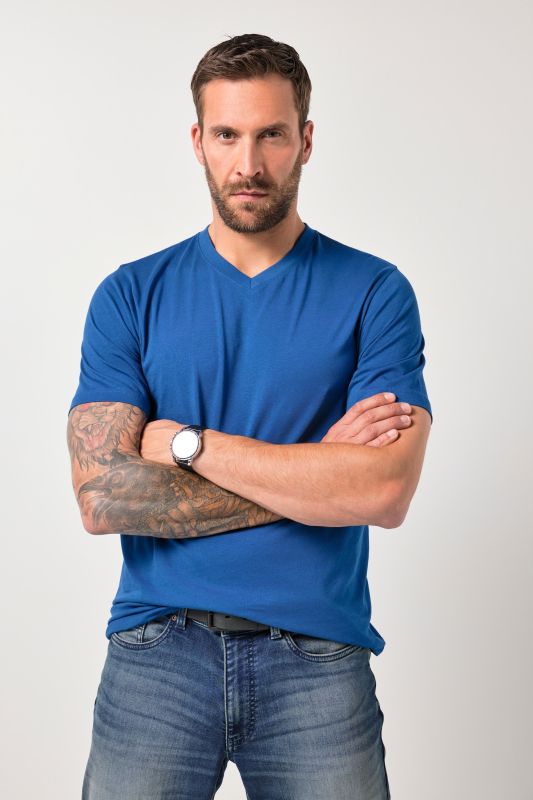 T-shirt JP 1880 Basic, col en V - jusqu'au 8 XL