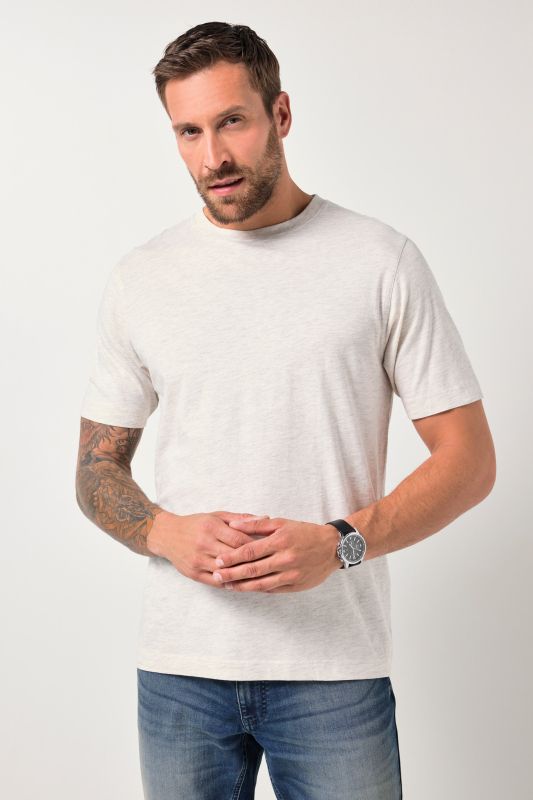 T-shirt Basic en coton peigné, col rond - jusqu'au 8 XL
