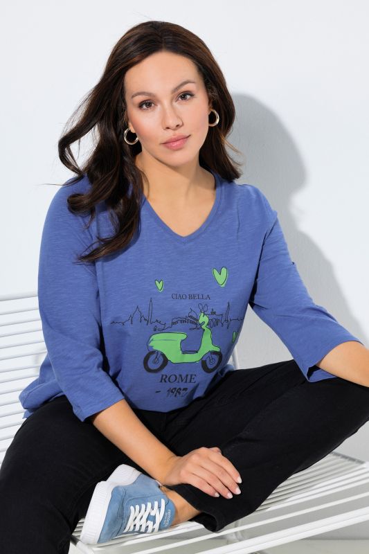 T-shirt Ciao Bella. Manches 3/4 et décolleté en V. Coupe Classic Fit.