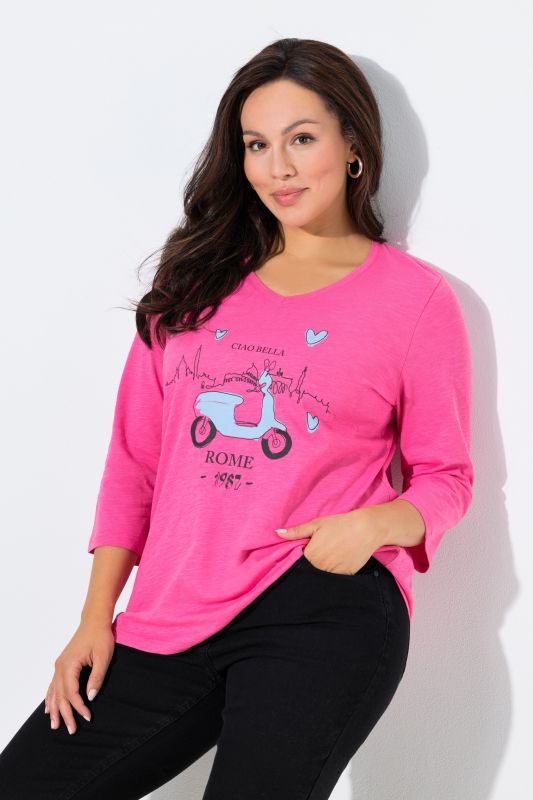 T-shirt Ciao Bella. Manches 3/4 et décolleté en V. Coupe Classic Fit.