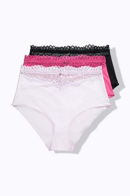 Lot de 3 culottes maxi TruYou, microfibre, dentelle à la taille