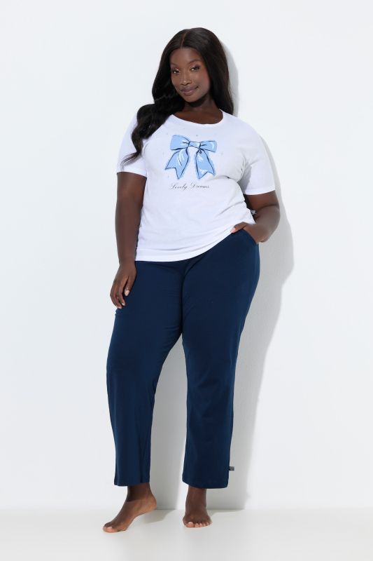 Pantalon de pyjama uni/cœurs, jambe longue