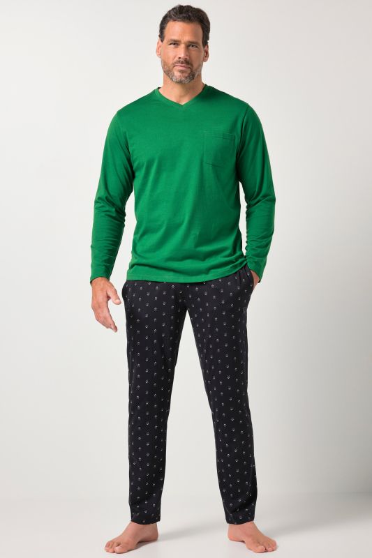 Pyjama JP 1880, deux pièces (t-shirt manches longues + pantalon à motif), collection Homewear – jusqu'au 8&nbsp;XL