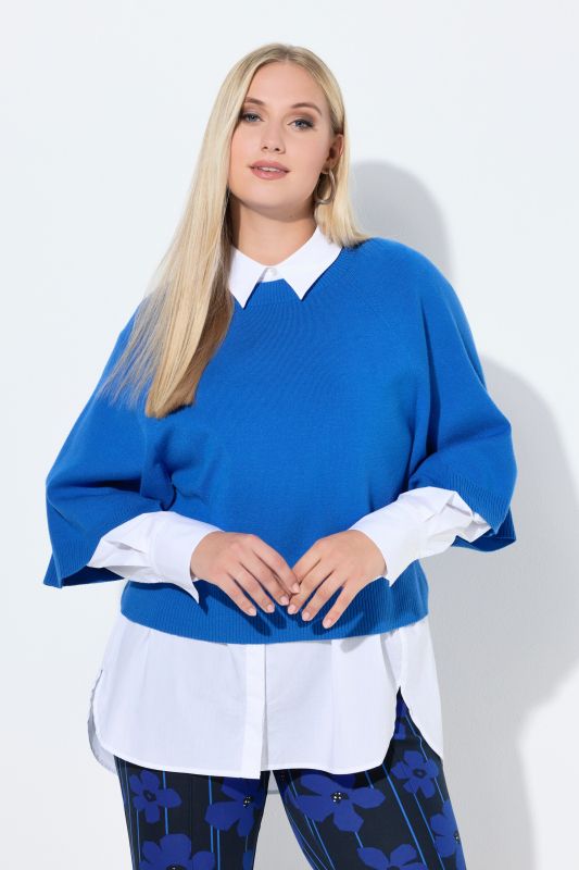 Pull court à col rond et manches 3/4