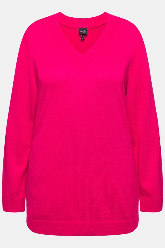 Pull col en V, manches longues, maille fine et douce