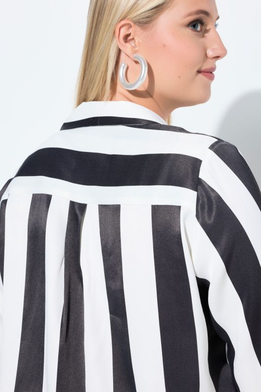 Chemisier, rayures larges, col de chemise, manches longues