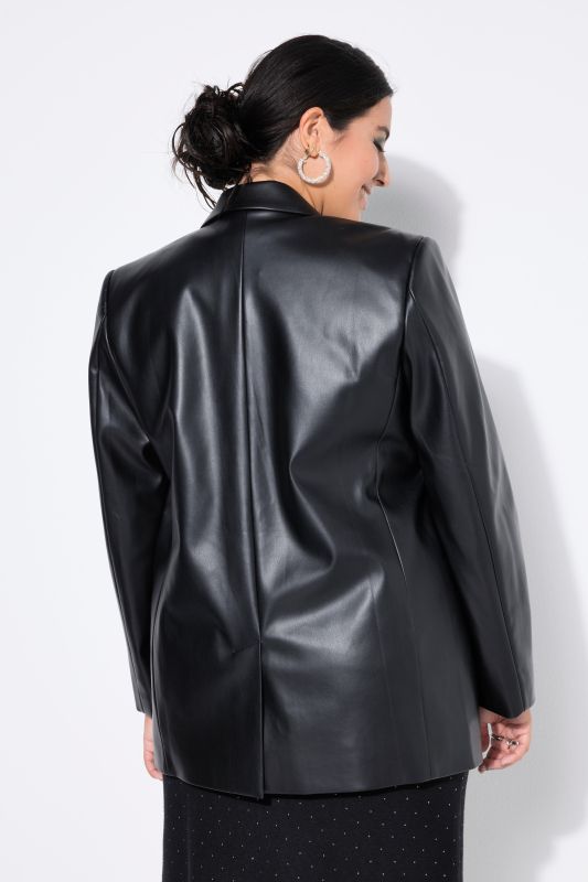 Blazer, oversize, manches longues, revers, imitation cuir