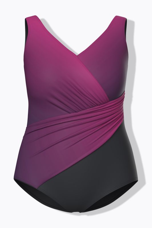 Maillot de bain, dégradé, bonnets souples, texture, drapé