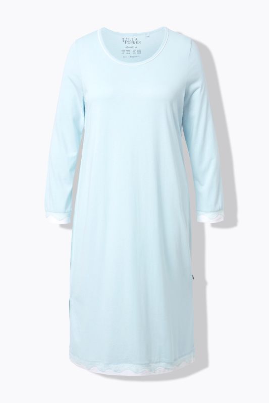 Chemise de nuit oversized, avec dentelle. Col rond et manches longues.