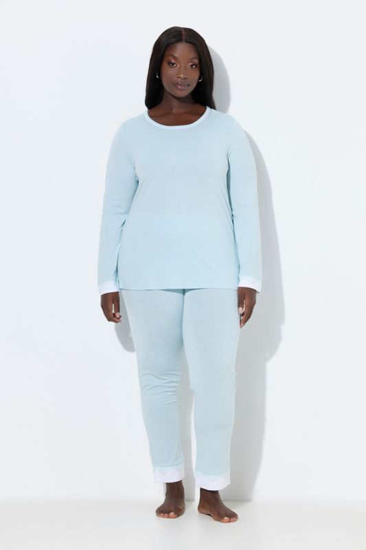 Pyjama avec dentelle, col rond et manches longues