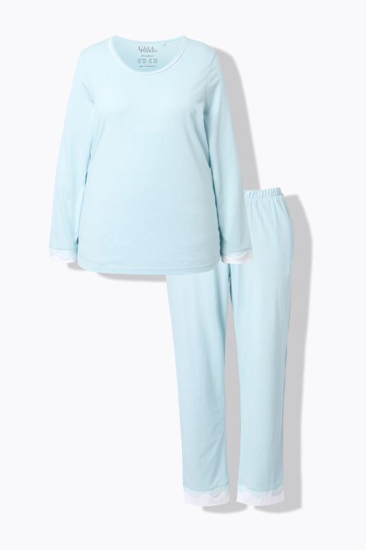 Pyjama avec dentelle, col rond et manches longues