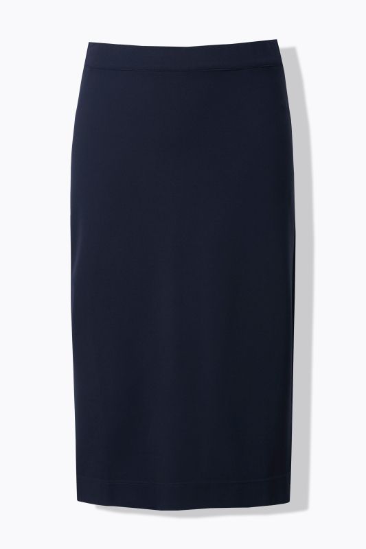 Jupe midi en maille, fente à la base, taille élastique