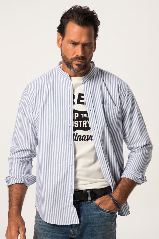 Chemise Oxford, manches longues et col montant, coupe Modern Fit - jusqu'au 8 XL