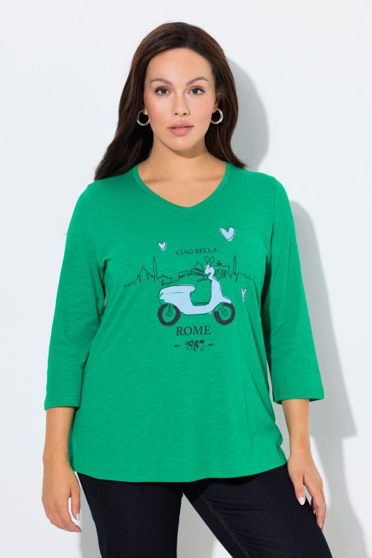 T-shirt Ciao Bella. Manches 3/4 et décolleté en V. Coupe Classic Fit.