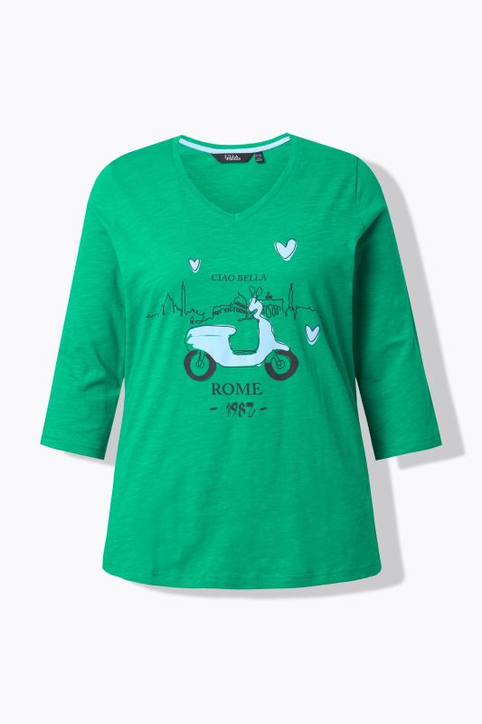 T-shirt Ciao Bella. Manches 3/4 et décolleté en V. Coupe Classic Fit.