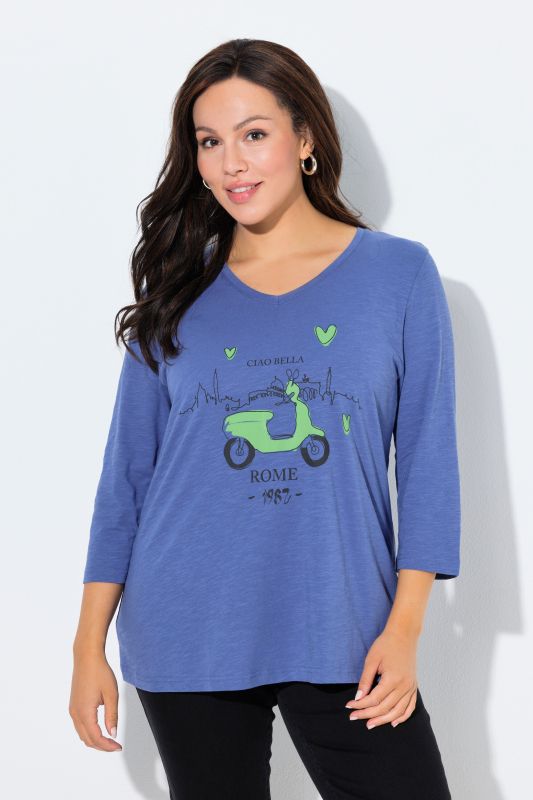 T-shirt Ciao Bella. Manches 3/4 et décolleté en V. Coupe Classic Fit.