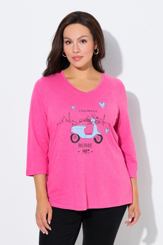 T-shirt Ciao Bella. Manches 3/4 et décolleté en V. Coupe Classic Fit.