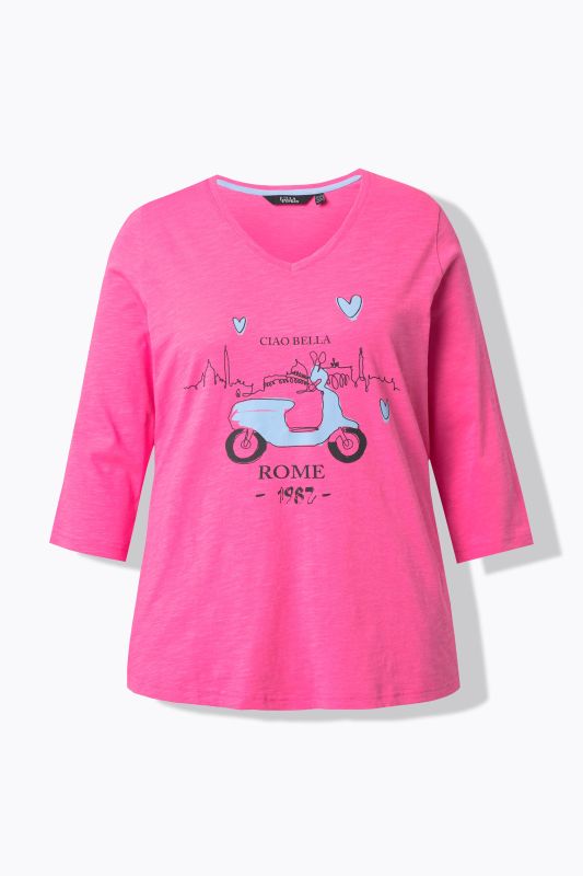 T-shirt Ciao Bella. Manches 3/4 et décolleté en V. Coupe Classic Fit.