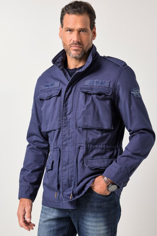 Veste de treillis en coton, écussons, style vintage - jusqu'au 8 XL