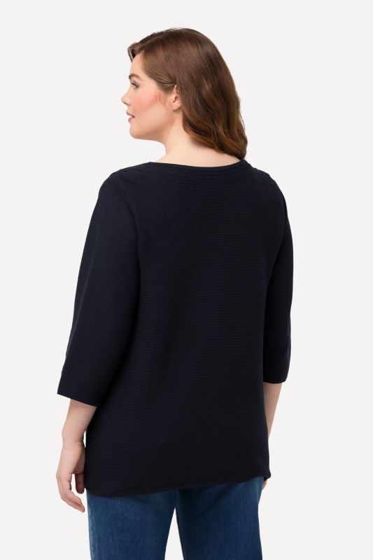 Cardigan en coton bio, encolure en V et manches 3/4