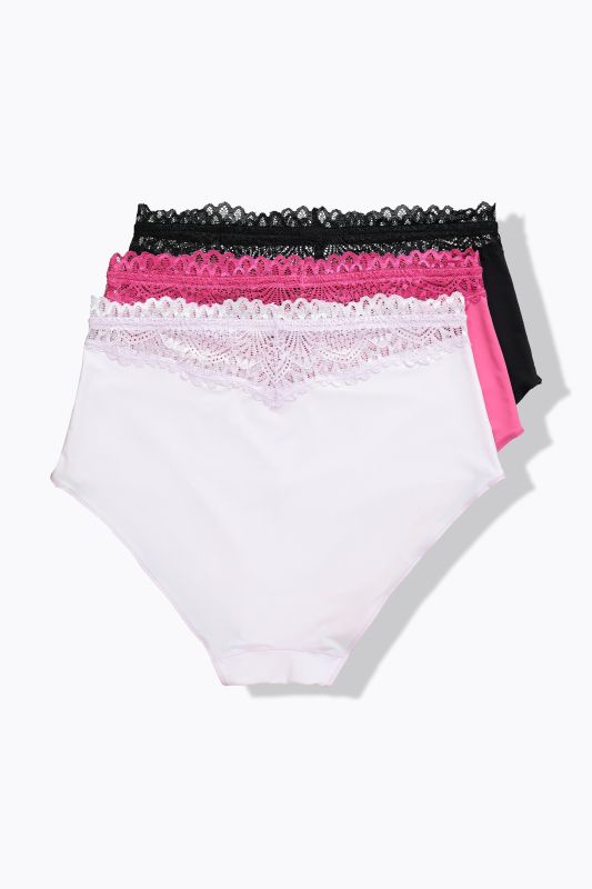 Lot de 3 culottes maxi TruYou, microfibre, dentelle à la taille