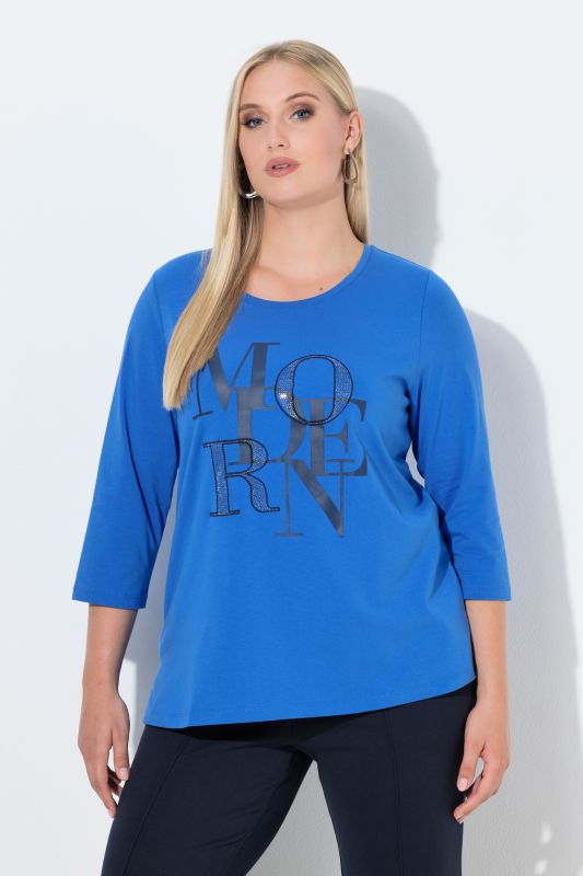 T-shirt col rond et manches 3/4, message MODERN sur la poitrine, collection Classic